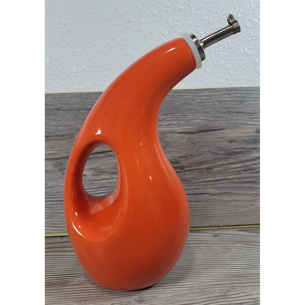Olive Oil Bottle Dispenser - Rachael Ray Solid Orange Glaze Ceramic